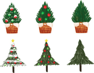 set of christmas trees