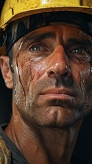 A man wearing a hard hat up close