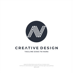 initial letters AV round linked chain shape lowercase logo modern design white black background