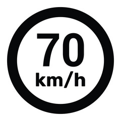 Speed limit sign 70 km h icon vector illustration