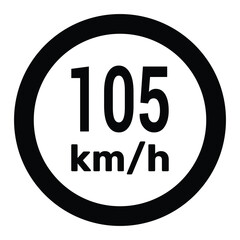Speed limit sign 105 km h icon vector illustration