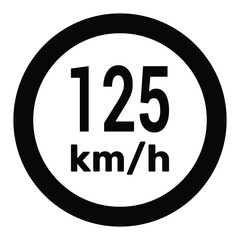 Speed limit sign 125 km h icon vector illustration