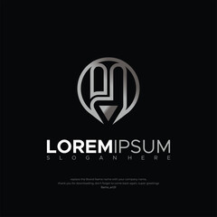 Creative building logo design vector template, modern logo concept pencil and building