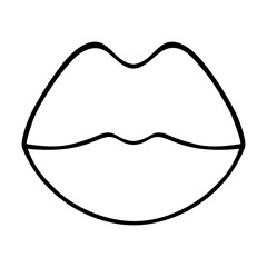 Juicy lips. Sketch. Air kiss. The mouth is closed. Vector illustration. Coloring book for children. Doodle style. Outline on isolated background. Idea for web design, invitations, postcards.