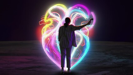 Digital Artist Making Beautiful Virtual Reality Piece of Art in an Interactive Cyber Environment. Young Female Designer Using Controller Devices to Create an Astonishing 3D NFT Project