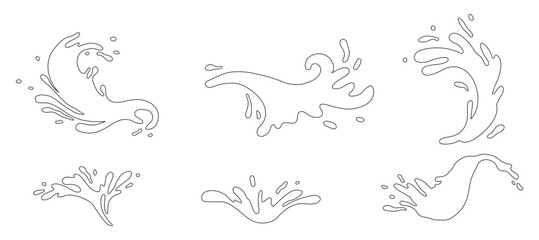 Water and juice splash liquide. Vector Illustration. A drop black, distilled representation of liquid form A dripped droplet, solitary figure in dance of water A spill shape, abstract art formed by