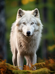 Obraz premium Arctic Wolf in its Natural Habitat, Wildlife Photography, Generative AI