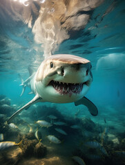 Fototapeta premium Shark in its Natural Habitat, Wildlife Photography, Generative AI