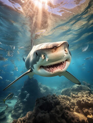 Shark in its Natural Habitat, Wildlife Photography, Generative AI