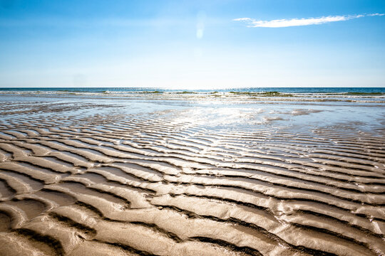 Germany, Schleswig-Holstein, Rippled beach sand on Sylt island