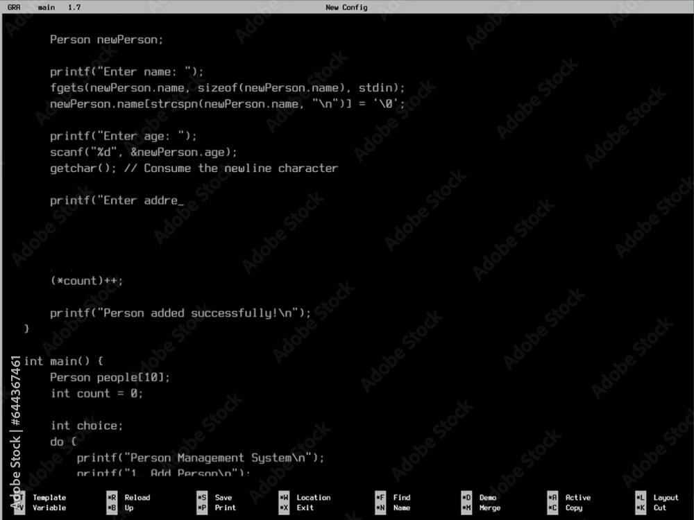 Aufkleber Nineties Operating System with Coding Terminal with Black Background, Command Lines for Programming. Retro Computer OS Playback Mock Up Screen in 1024x768 Resolution with 4:3 Aspect Ratio