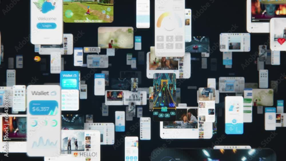 Poster Social Network Concept with Blockchain Architecture Visualization of a Metaverse Big Data with Viral Videos, Advertising, Social Media Profiles with Influencers, Online Art and Internet Communities