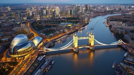 Photo sur Plexiglas Tower Bridge An aerial view of the Tower Bridge in London, generated by AI