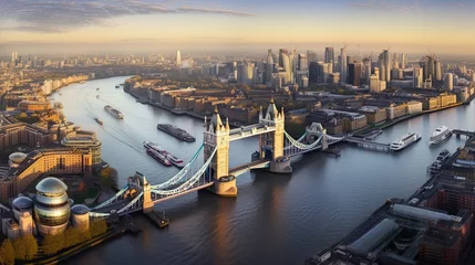 Foto op Plexiglas Tower Bridge An aerial view of the Tower Bridge in London, generated by AI
