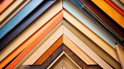 A vibrant background is created by arranging leftover photo frame pieces.