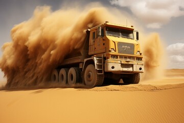 A massive truck hauling sand at a platinum mine in Africa. Generative AI