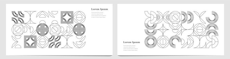 幾何学 抽象 レトロ バウハウス 背景 セット