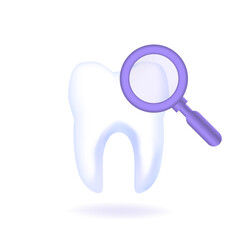 Tooth check 3D icon. Vector illustrations.