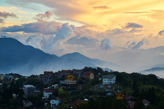 Taiwan travel destination, sunset in the mountains