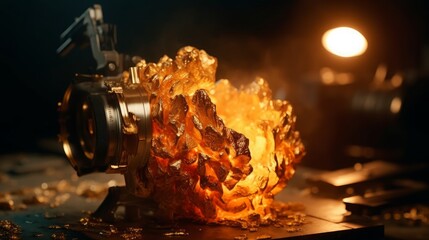 Blazing Night: Warm Embers Ignite an Abstract Inferno of Firelight and Danger in Camping Backgrounds, generative AI