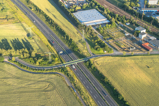 Germany, Saxony-Anhalt,Aerial view of Bundesautobahn 36