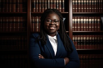 Portrait of an african female lawyer in a court. AI generative - 644372070
