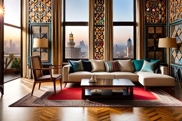 Imagine a Moroccan-inspired sitting room with  - obrazy, fototapety, plakaty