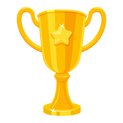 Champion Golden Cup. Winner trophy on white background. First place award vector illustration