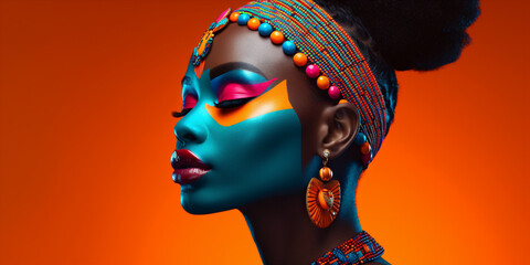 Bright female portrait in colors of kwanzaa holiday