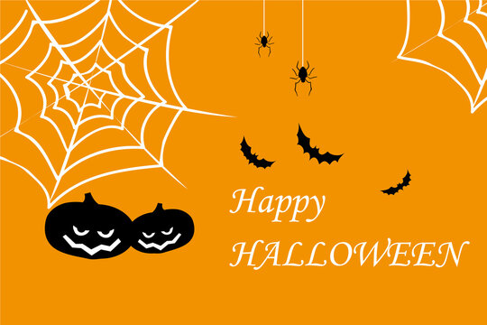 Set of website headers or banner designs for Happy Halloween with bats, web etc.