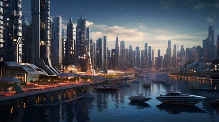 Fototapeta premium A fantastic and futuristic city of the future.