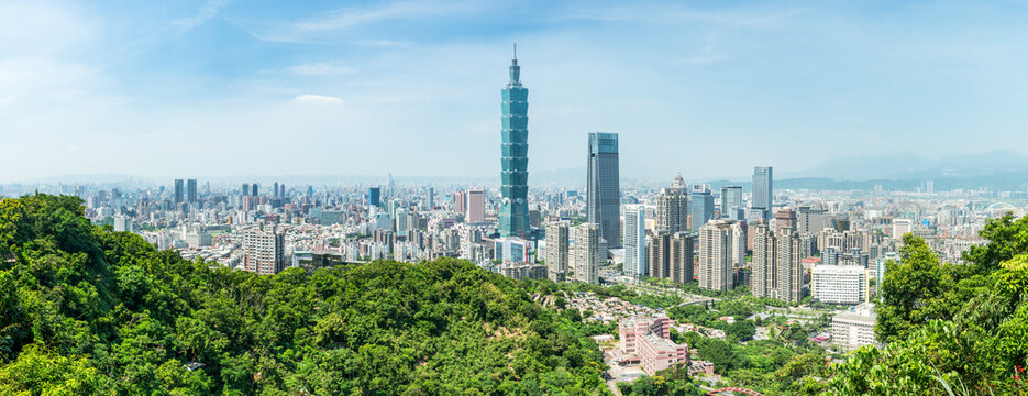 Taipei skyline panorama with view of Taipei 101 skyscraper building, Taiwan, Republic of China