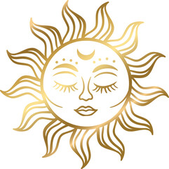 Sun and Moon celestial mystic esoteric magic elements .