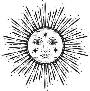 Sun and Moon celestial mystic esoteric magic elements .