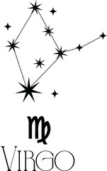 Virgo Zodiac constellations with stars, astrology, astronomy spiritual elements