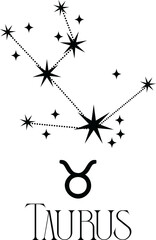 Taurus Zodiac constellations with stars, astrology, astronomy spiritual elements