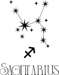 Sagittarius  Zodiac constellations with stars, astrology, astronomy spiritual elements
