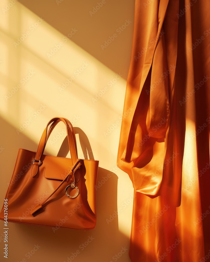 Aufkleber a warm orange background with a golden hour light pouring in from the window, casting long and drama