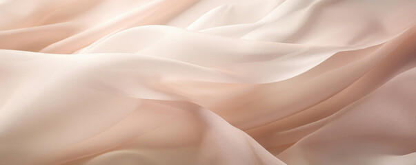 Fototapeta premium A minimalistic abstract background with a soft, diffused light creating delicate shadow play on a textured linen fabric. The color palette consists of soft pastel pinks and creams, evoking