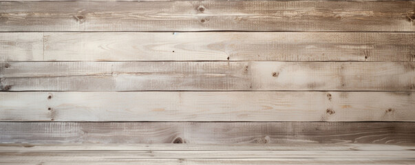 Naklejka premium A lightcolored, distressed wood backdrop engulfed in a soft, diffused light from the window. The delicate shadows accentuate the rustic textures and weathered look of