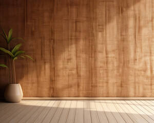 A rustic and earthy bamboo gentle light background in a rich brown color. The natural textures and materials of the bamboo create a cozy and warm ambiance. The shadows
