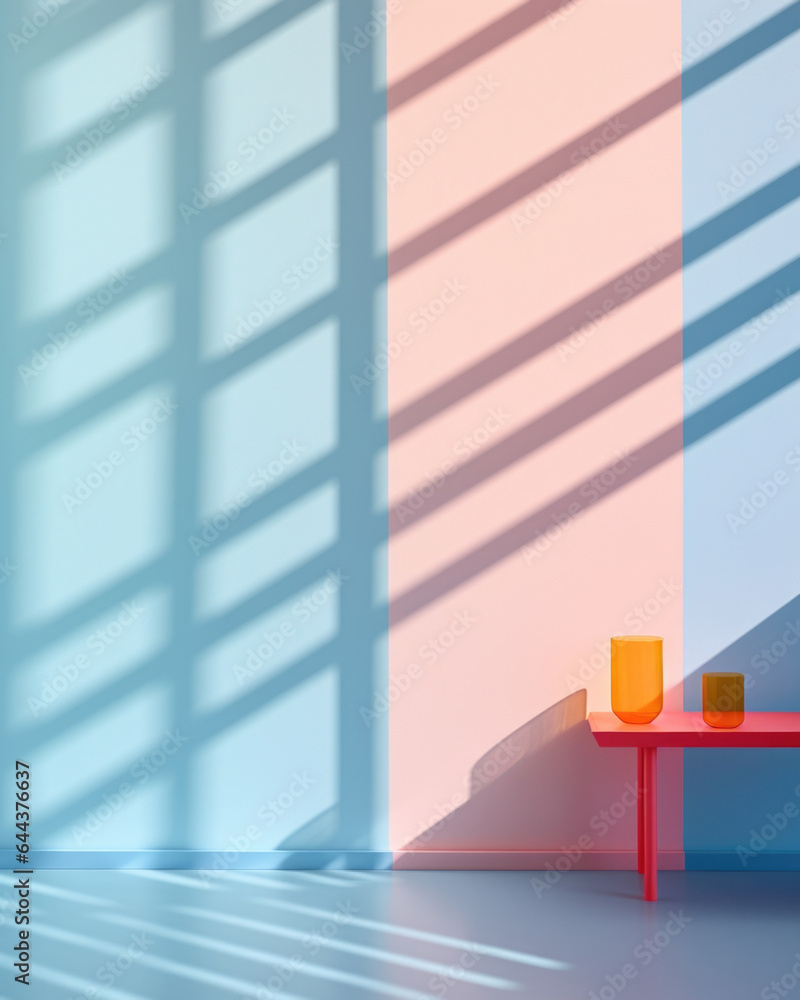 Poster an scene showcasing a minimalistic abstract light background with a vibrant, sunlit atmosphere. the 