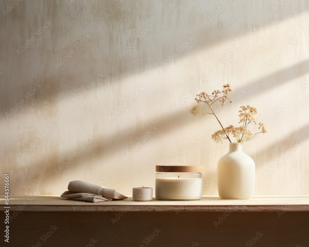 Poster with a rustic and textured feel, this scene displays a minimalist background featuring a mix of vari