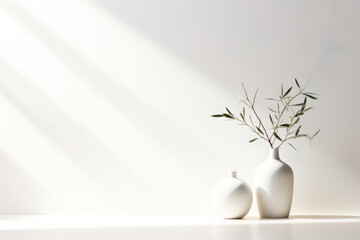 An elegant scene featuring a classic white backdrop with a touch of cream, illuminated by a gentle summer light. The interplay of light and shadow showcases the products intricate details,