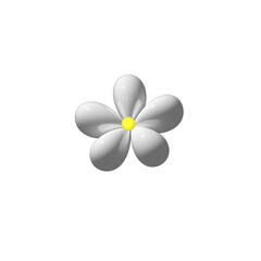 Cute white flowers on a white background, 3D render illustration. 3d flowers.