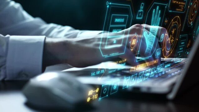 Virtual infographics about encoding and data protection.