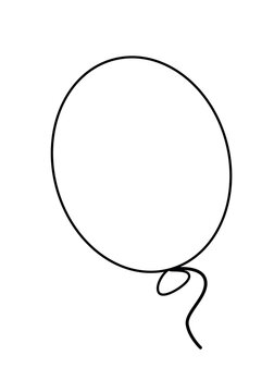 recommend clip art: balloon - one party balloon, black and white vector cartoon illustration