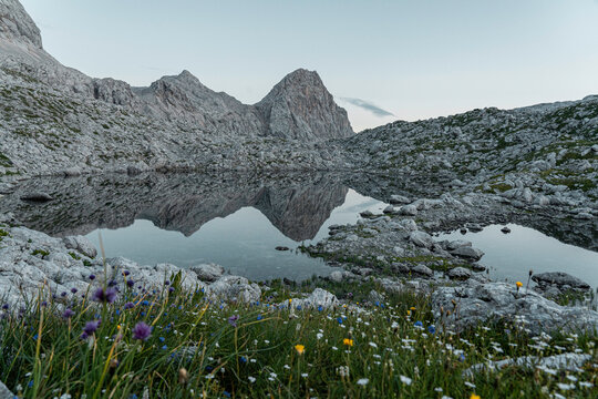 national park in julian alps, lake reflection, mountains © Martin