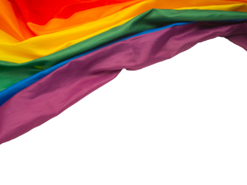 Part of the rainbow flag or LGBTQ flag is on a transparent background. Pride month