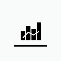 Bar Diagram Icon. Growth, Increase. Profit Symbol - Vector Illustration In Glyph Style for Design and Websites, Presentation, or Apps Element.